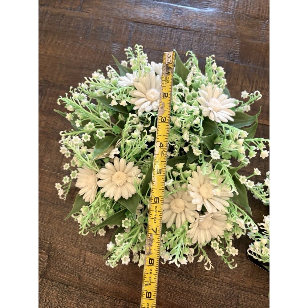 Vintage Lenox Plastic Faux Flower Candle Ring Wreath White Daisy Pair Of 2 - Picture 6 of 8